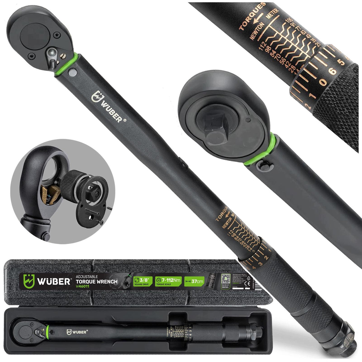 TORQUE WRENCH 7-112NM WITH SETTING LOCK SUITCASE ISO 3/8" COMPLIANCE
