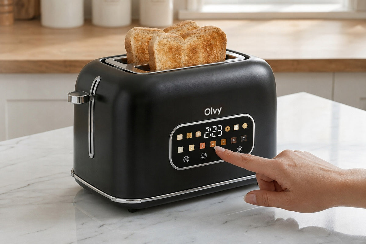 TOSTER CYFROWY Z EKRANEM DOTYKOWYM LCD 900W PRAKTYCZNY 7 POZIOMÓW OLVY Brand Olvy