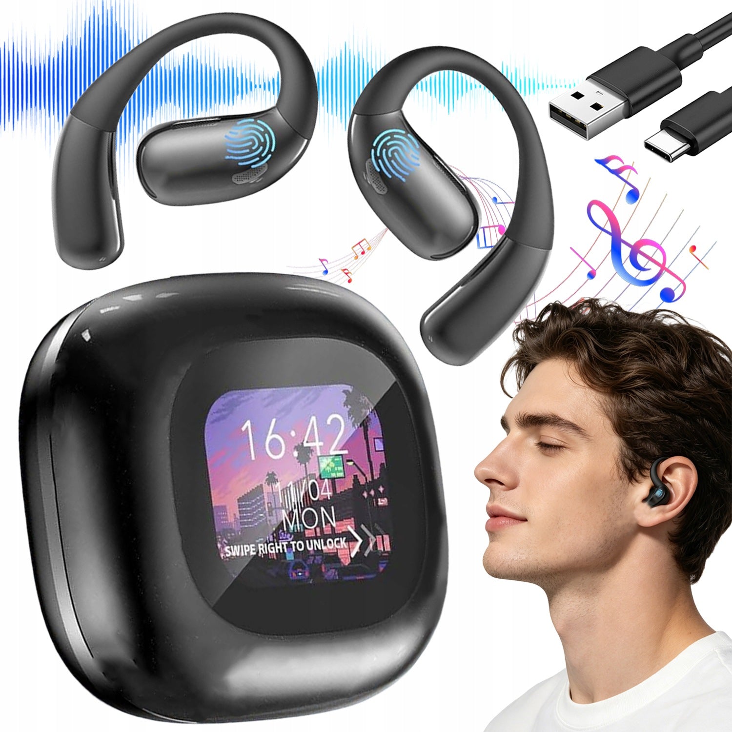 TOUCH SCREEN AI TRANSLATION HEADPHONES CAN TRANSLATE 139 LANGUAGES