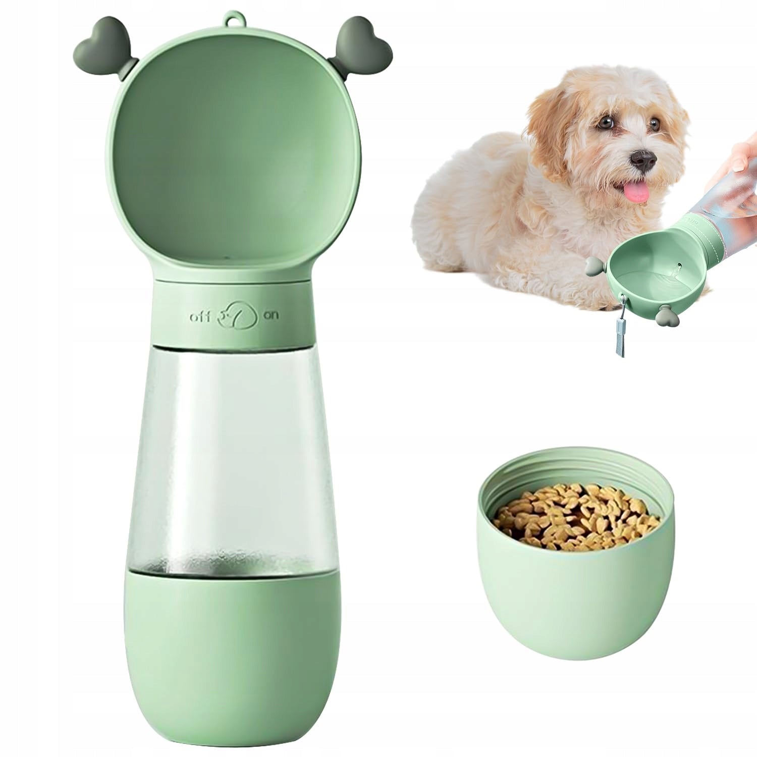 TOURIST DOG AND CAT FOOD AND WATER BOTTLE TRAVEL DRINKER GREEN