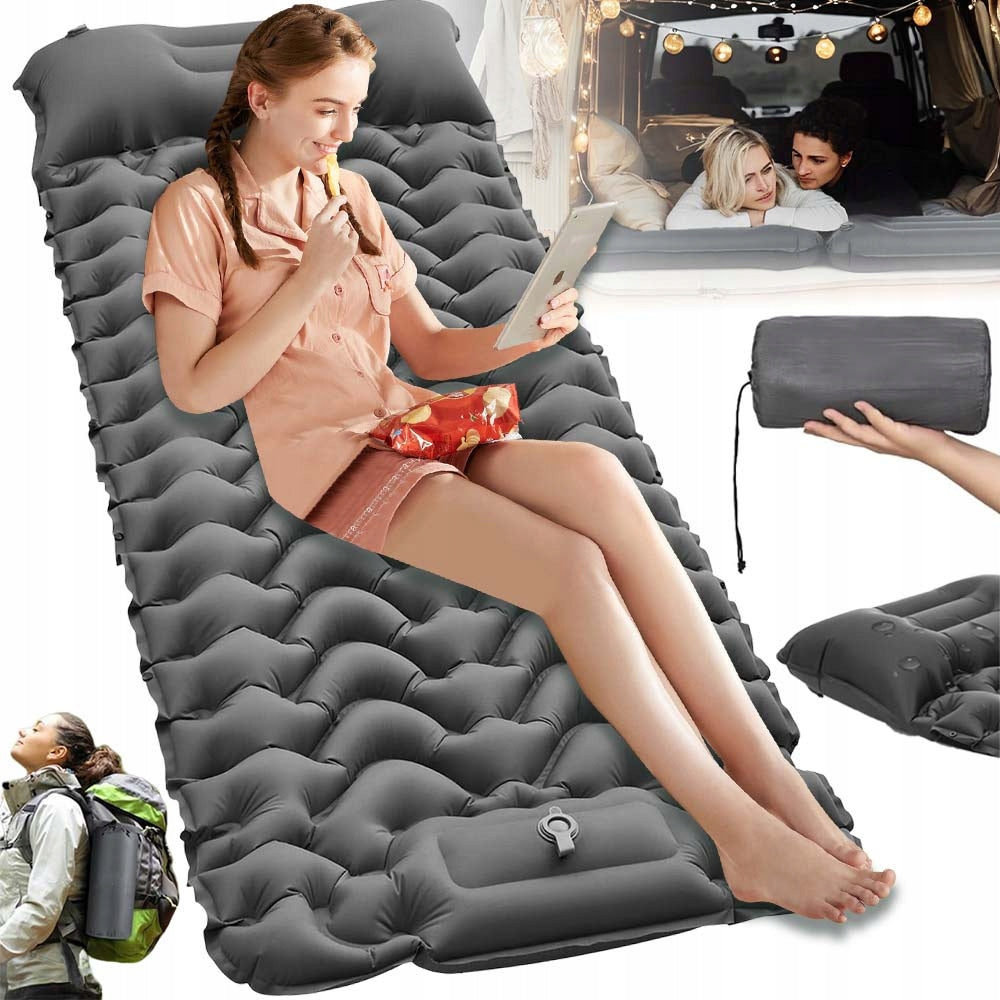 TOURIST MAT INFLATABLE MATTRESS 193X68X8CM OLIVE FOLDING LIGHT