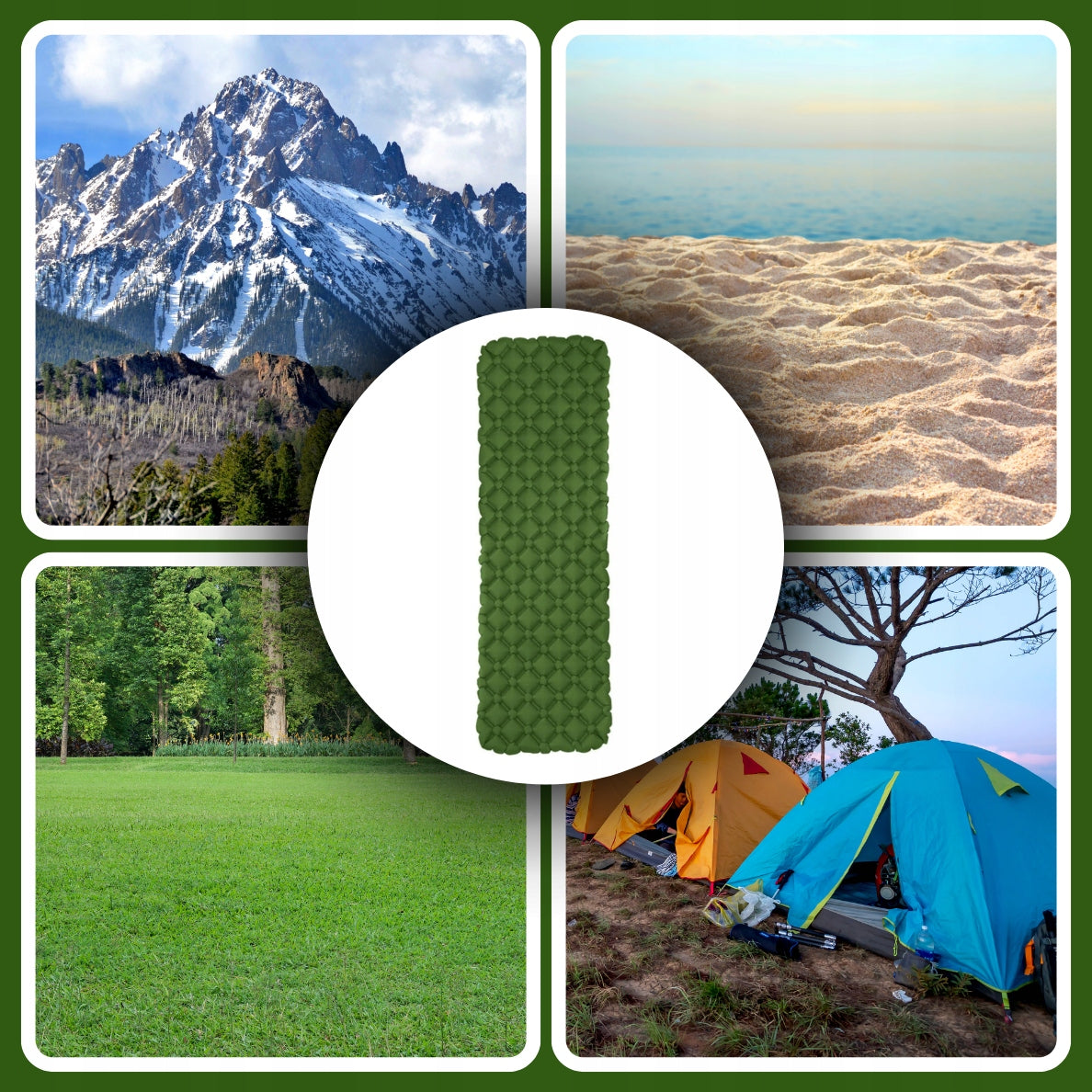 TOURIST MAT INFLATABLE MATTRESS FOR SLEEPING GREEN 195x60CM Brand MEMFLOW