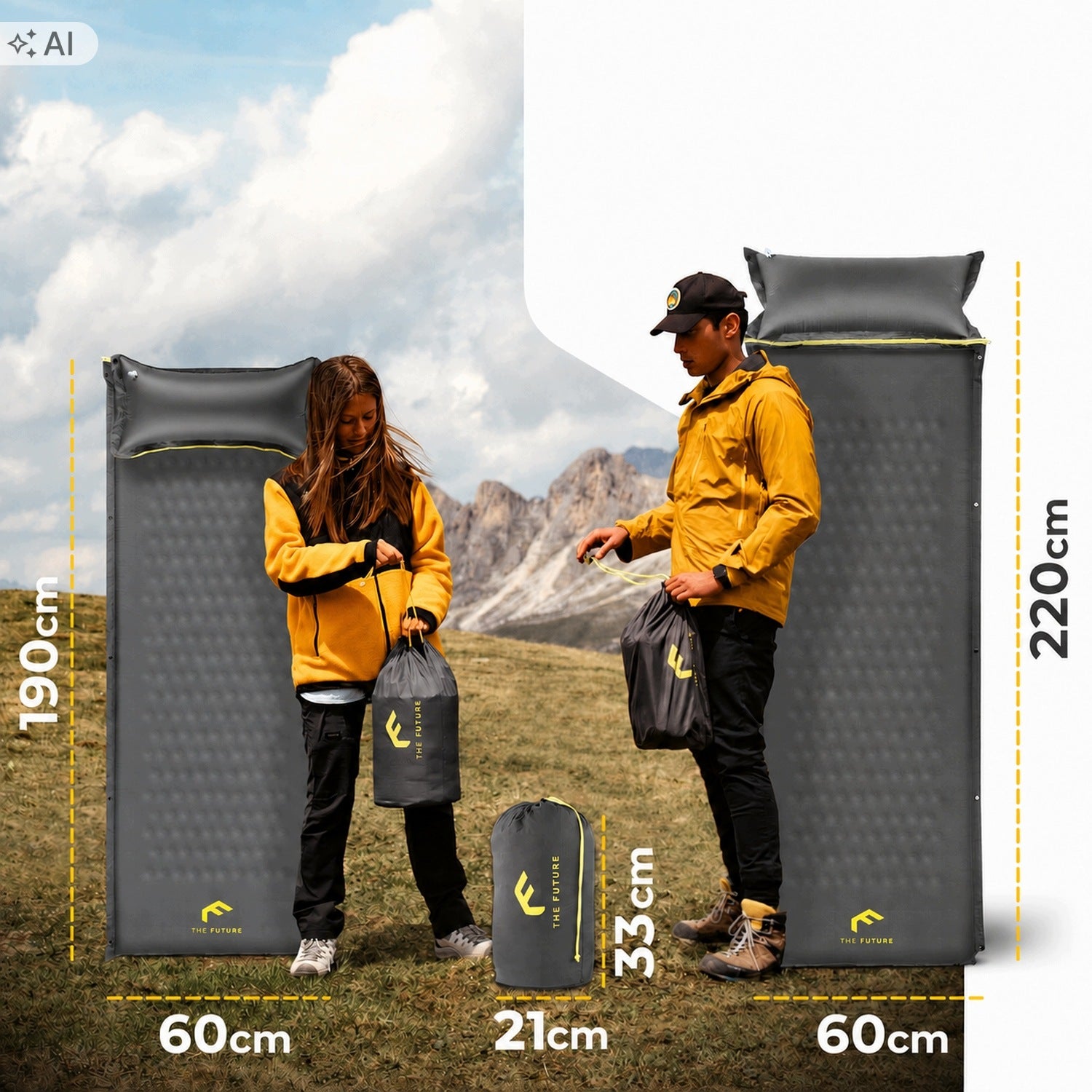 TOURIST MAT SELF-INFLATING 5cm WITH PILLOW 190x60cm Comfort XL Packaging status original