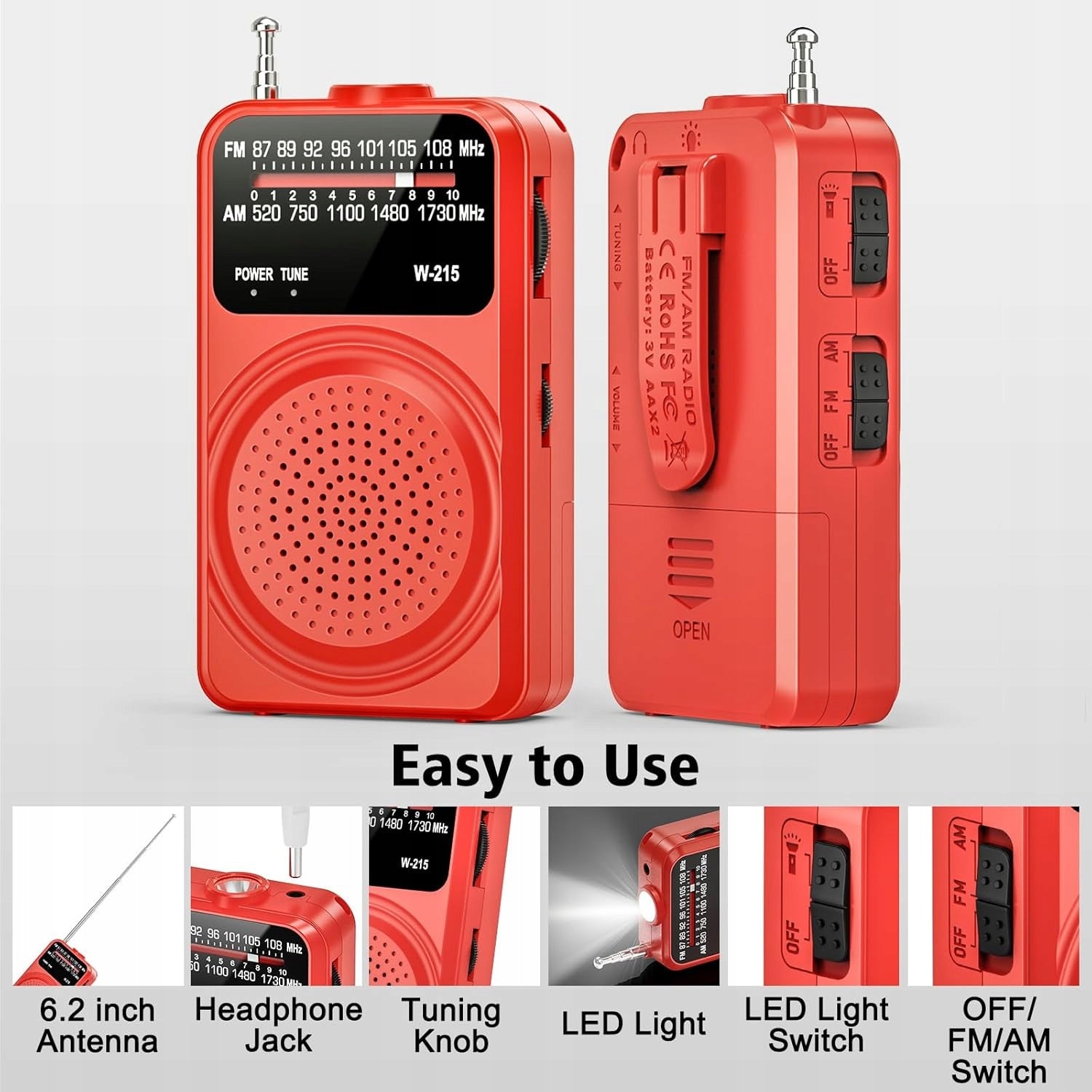 TOURIST RADIO RED PORTABLE FM AM UNIVERSAL COMPACT FLASHLIGHT Brand no brand