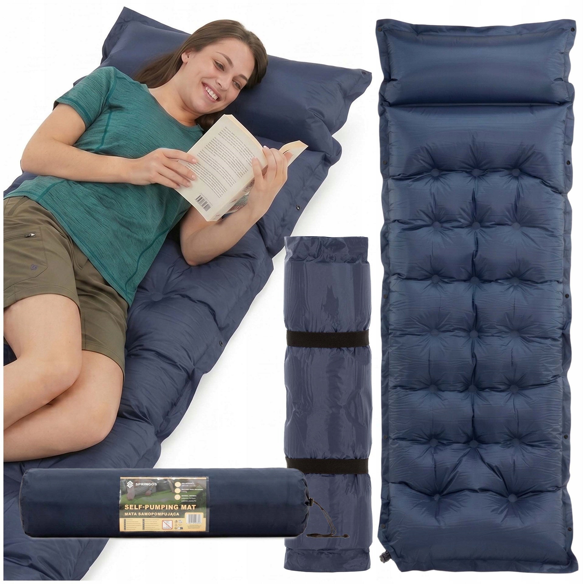 TOURIST SELF-INFLATING MAT WITH PILLOW 193 cm MATTRESS THICK