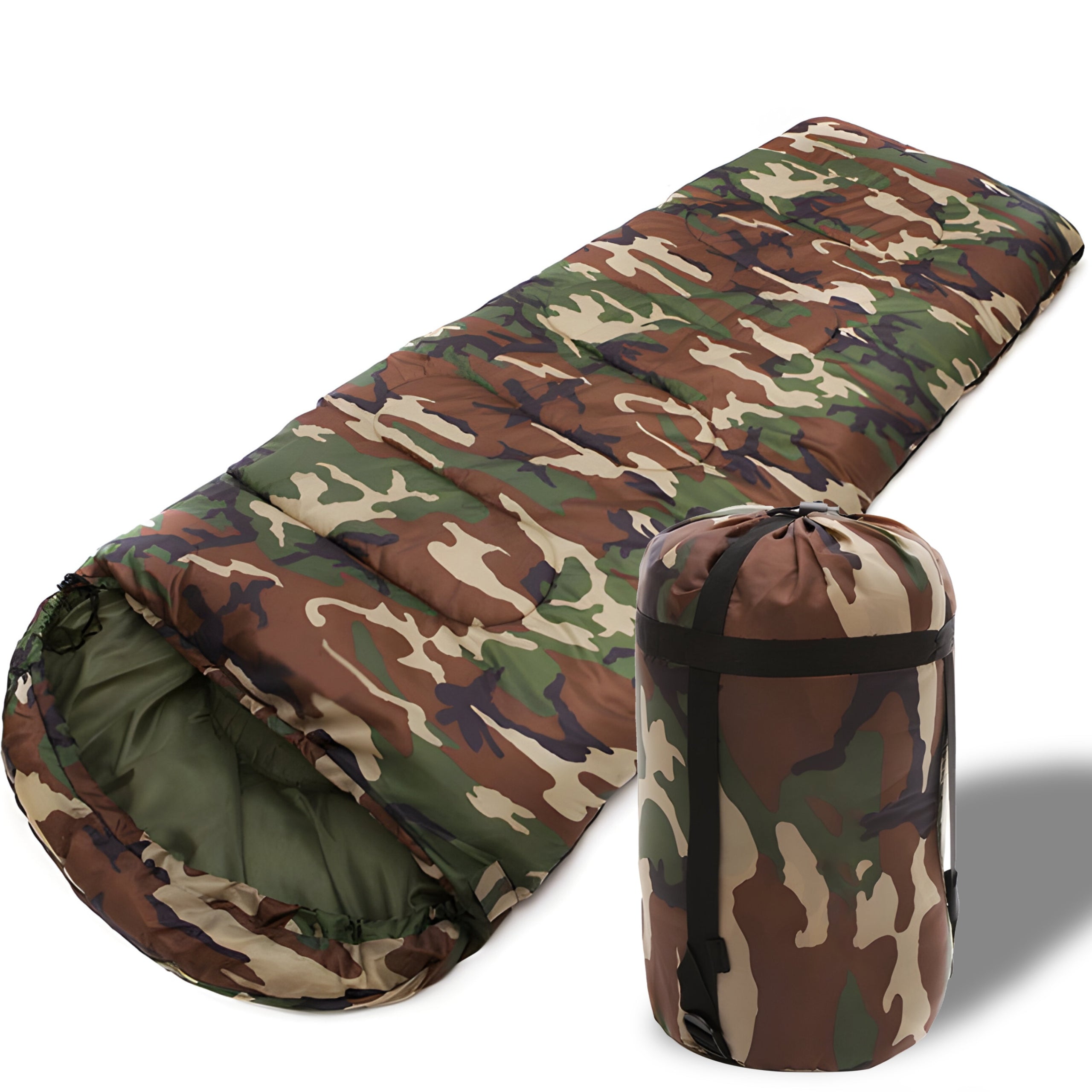 TOURIST SLEEPING BAG QUILT MUMMY WITH HOOD WARM CAMO 210x75CM COVER Packaging status original