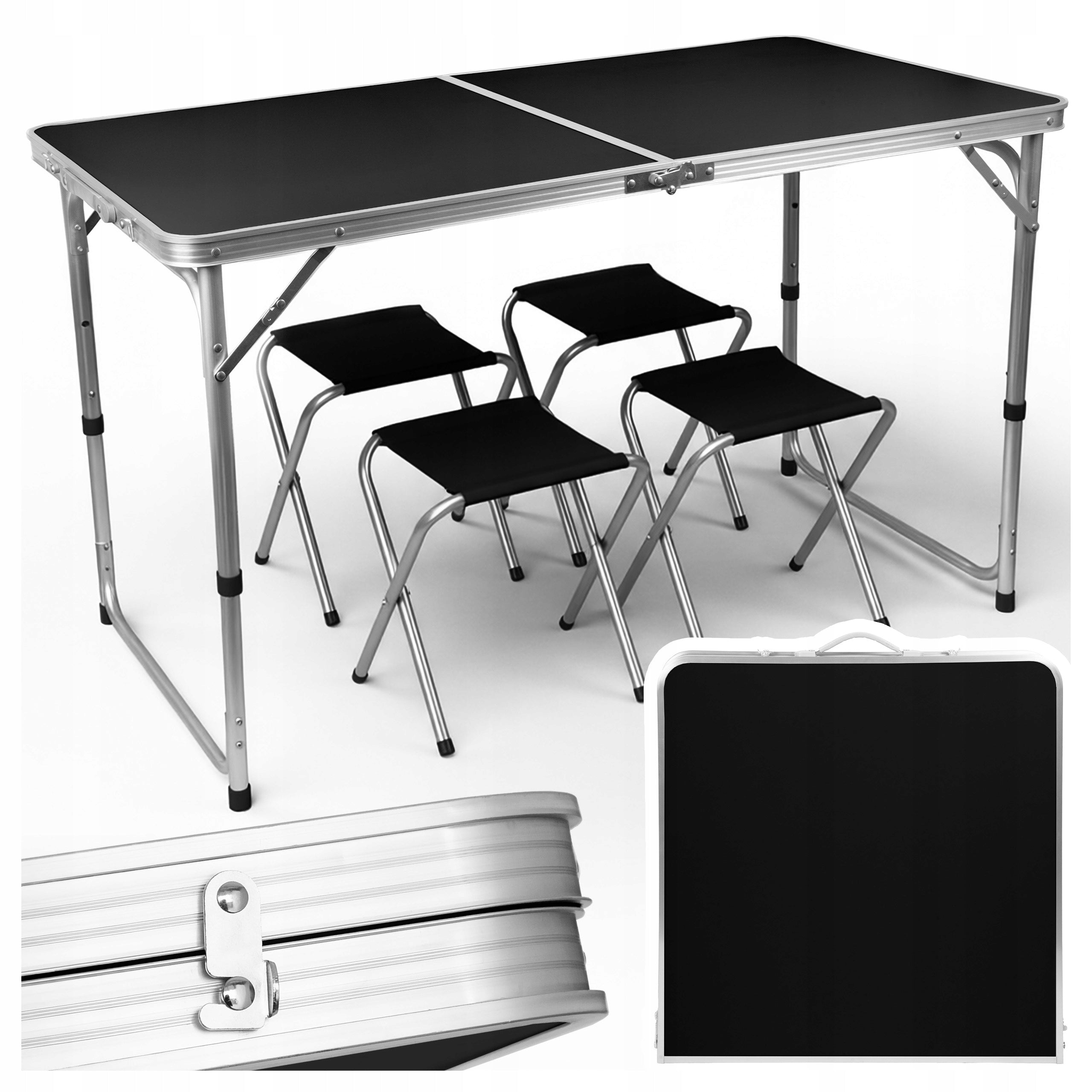 TOURIST TABLE 120CM FOLDING TABLE 4 CHAIRS CAMPING SET SUITCASE