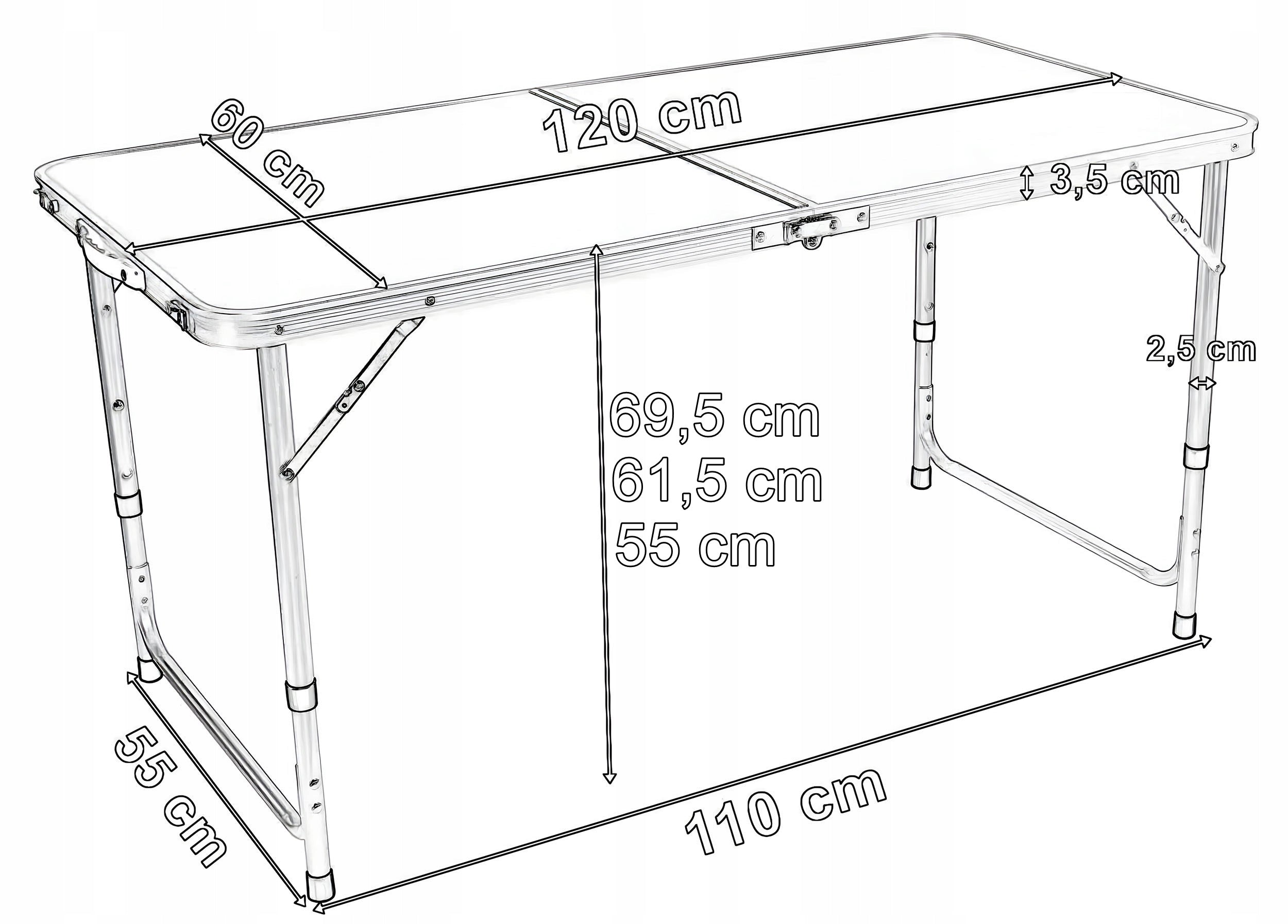 TOURIST TABLE FOLDING IN CAMPING SUITCASE ALUMINUM TABLE 120X60 Manufacturer code 5907385902804