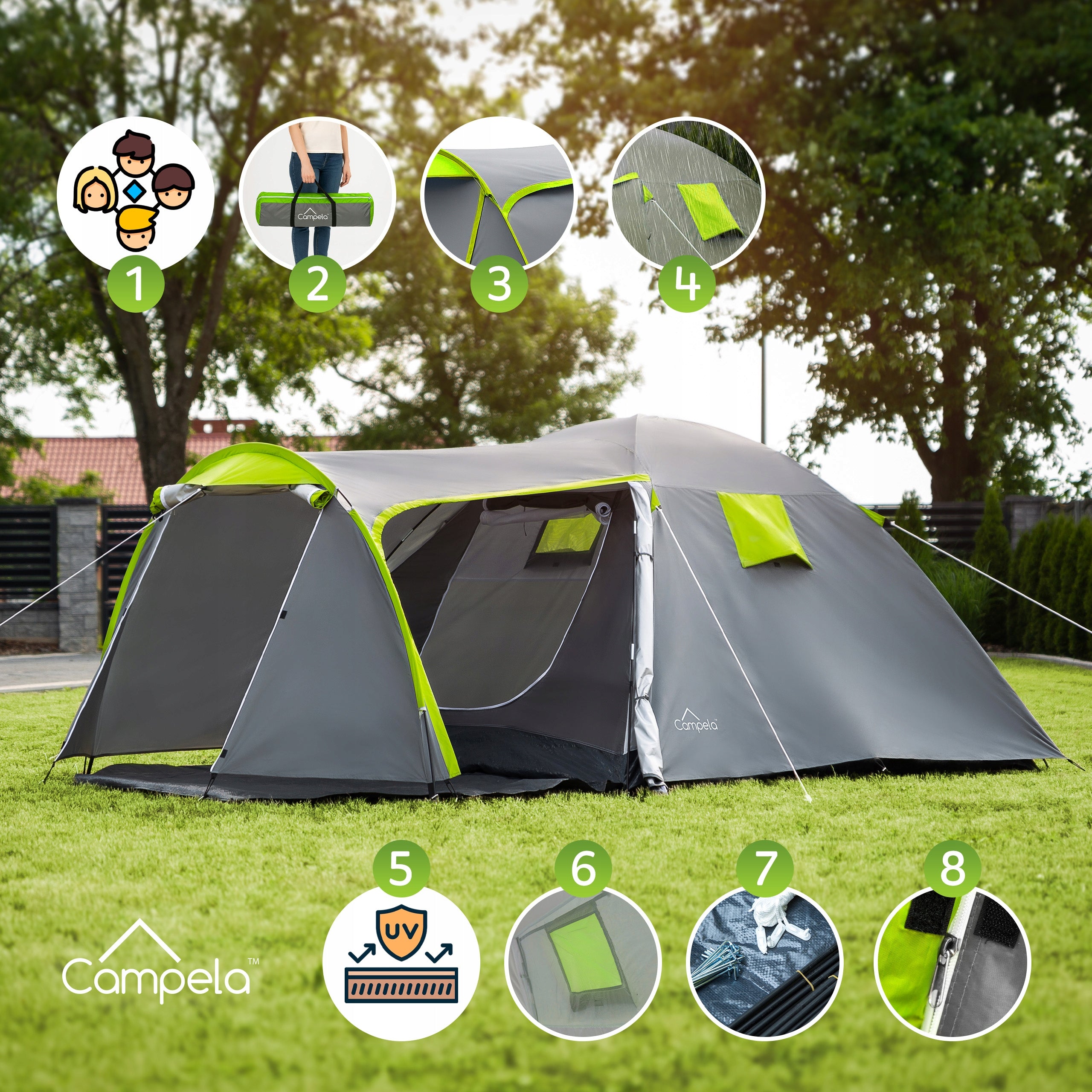 TOURIST TENT 4 PERSON FAMILY CAMPING WATERPROOF CAMPELA Brand Campela
