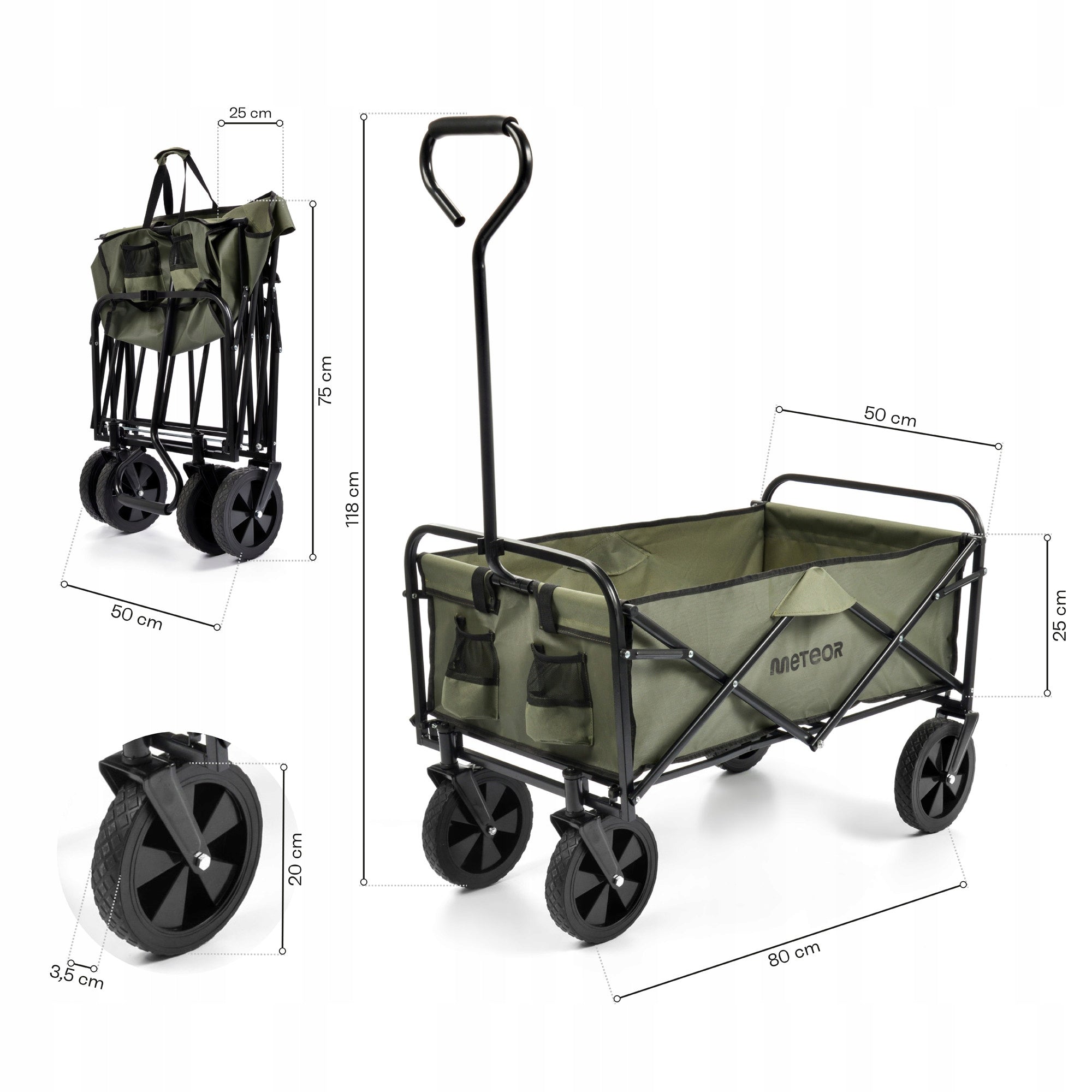 TOURIST TRANSPORT TROLLEY FOLDING METEOR for beach compact solid Manufacturer code 16909