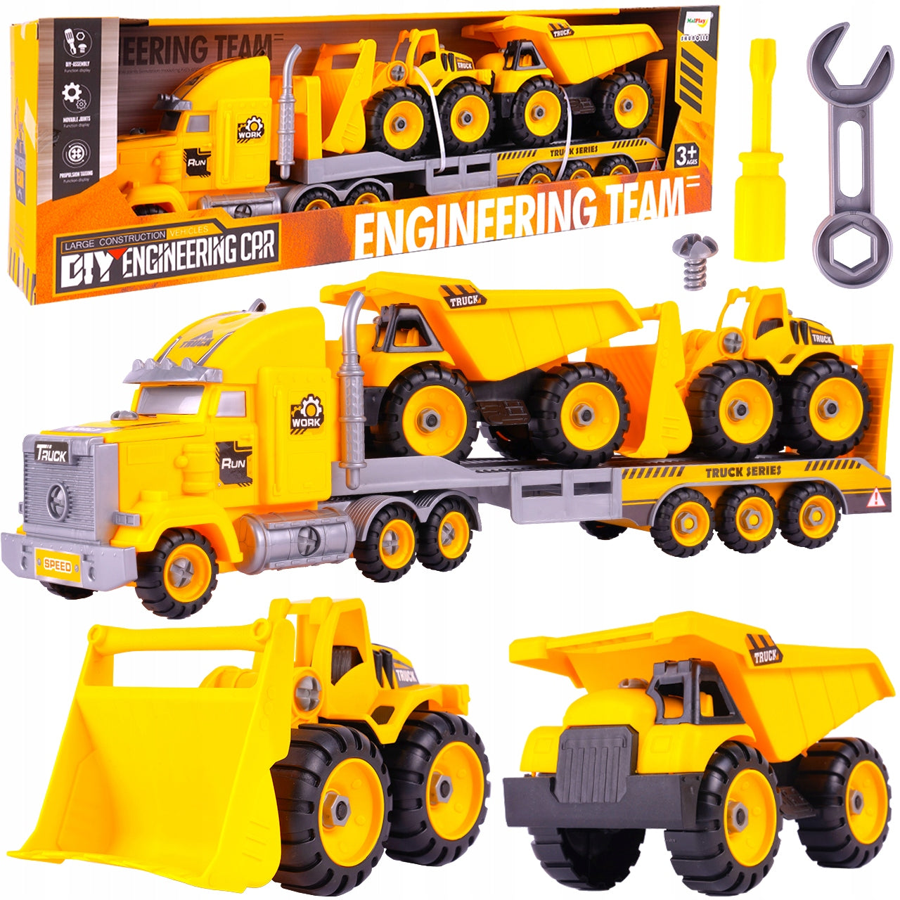 TOW TRUCK CAR BULLDOZER DUMP TRUCK UNSCREWABLE VEHICLES FOR ASSEMBLY