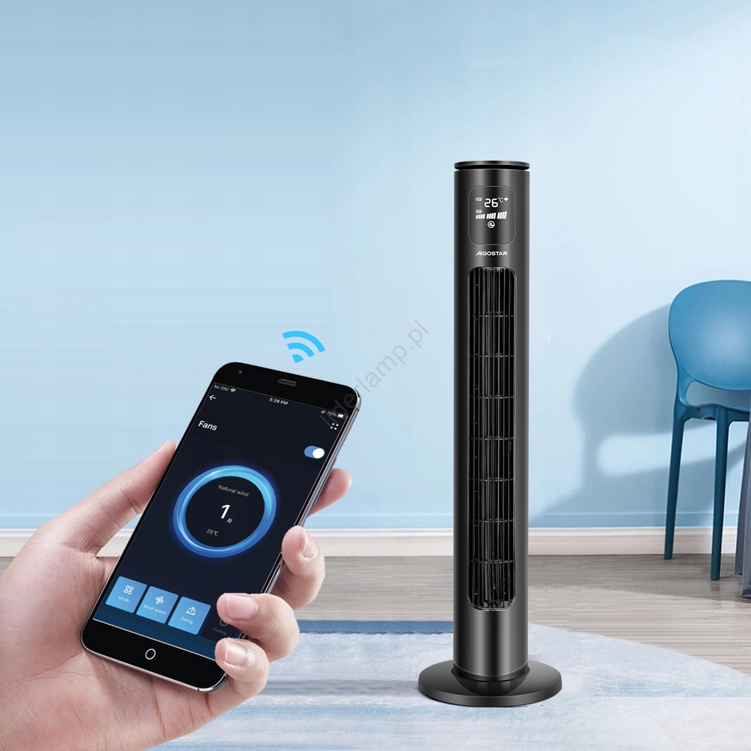 TOWER FAN WIFI REMOTE CONTROL LED OSCILLATION TIMER 50W Power 50 W