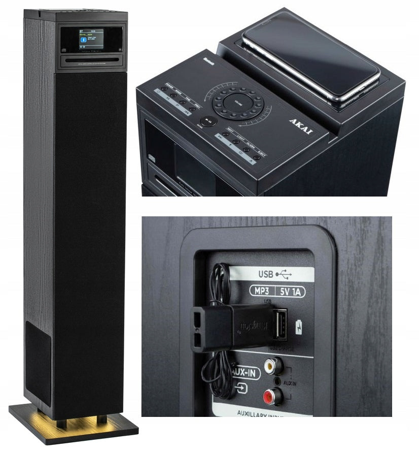 TOWER SPEAKER 60W ACTIVE COLUMN BT 5.0 FM RADIO USB CD player + REMOTE CONTROL
