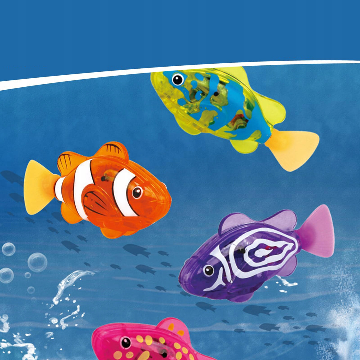 TOY FLOATING ROBOTIC FISH SET OF 4 PCS. Packaging status original
