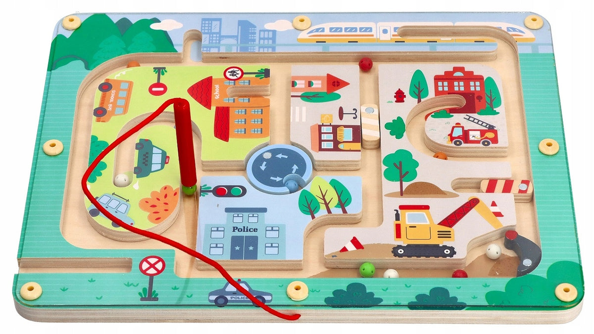 TOY FOR BOY 18M+ WOODEN MAZE MAGNETIC TRANSPORT QUALITY