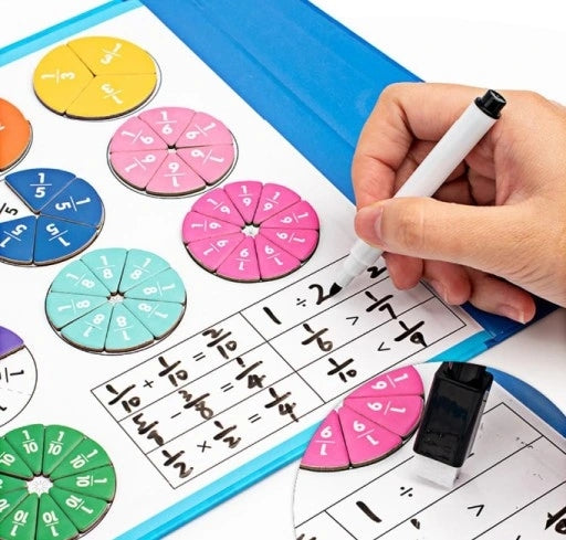 TOY FOR LEARNING MATHEMATICS FRACTIONS OF BOARDS MAGNETIC EDUCATIONAL MONTESSORI Packaging status original