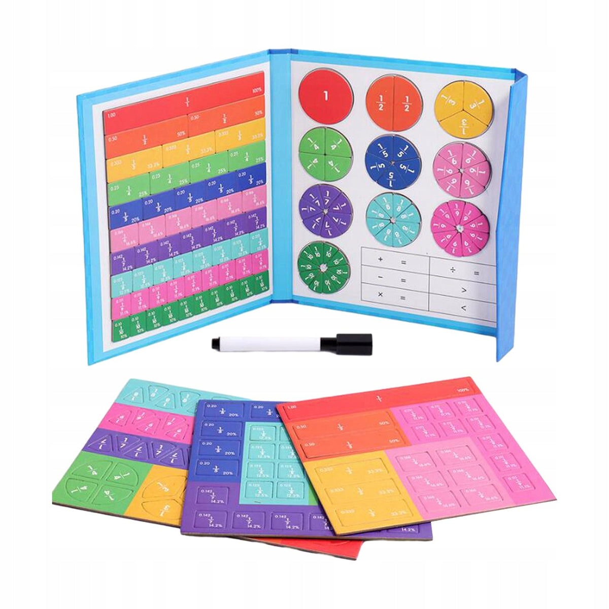 TOY FOR LEARNING MATHEMATICS FRACTIONS OF BOARDS MAGNETIC EDUCATIONAL MONTESSORI