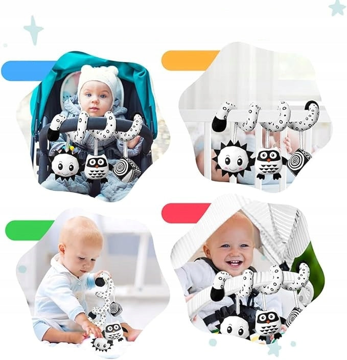 TOY FOR NEWBORN CRIB CARRIER CRADLE SPIRAL CONTRAST OWL Kind pendants