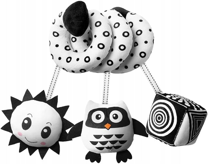 TOY FOR NEWBORN CRIB CARRIER CRADLE SPIRAL CONTRAST OWL