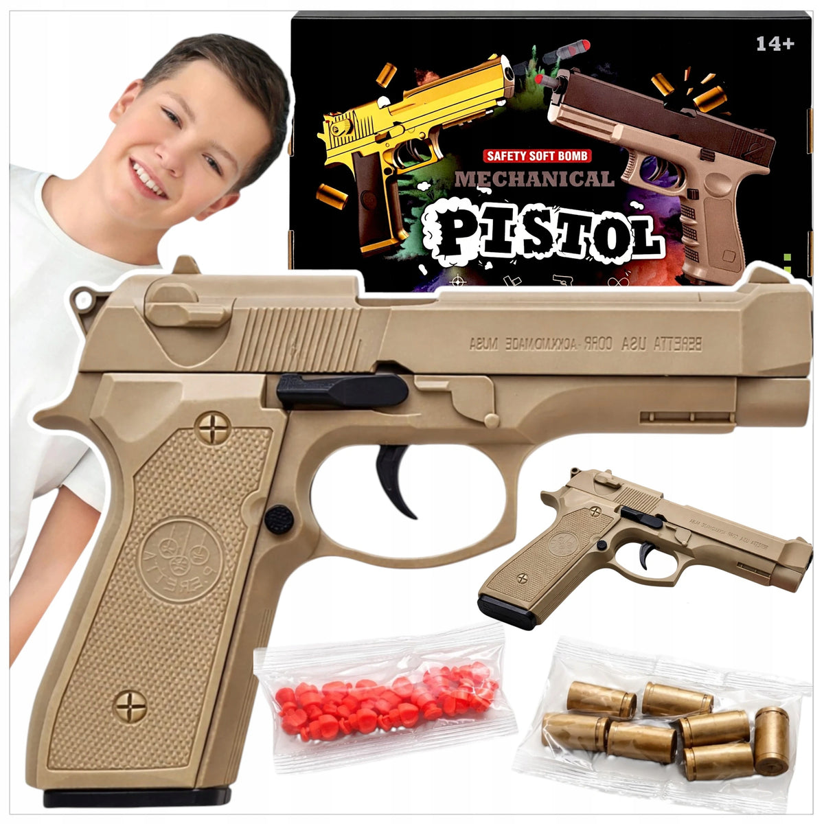 TOY GUN FOR CHILDREN TOY GLOCK BERETTA CARTRIDGES INCLUDED SCALES Packaging status original