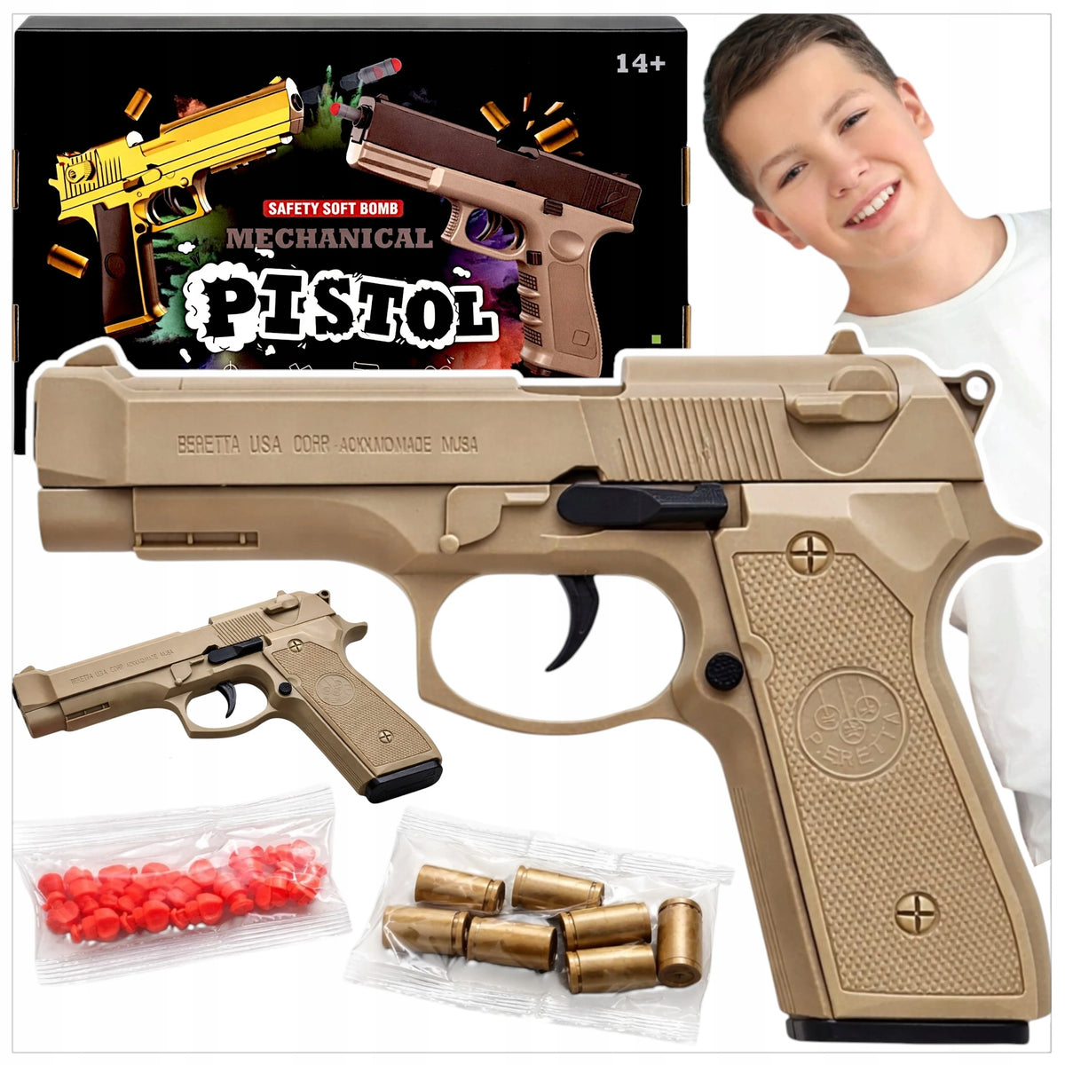 TOY GUN FOR CHILDREN TOY GLOCK BERETTA CARTRIDGES INCLUDED SCALES
