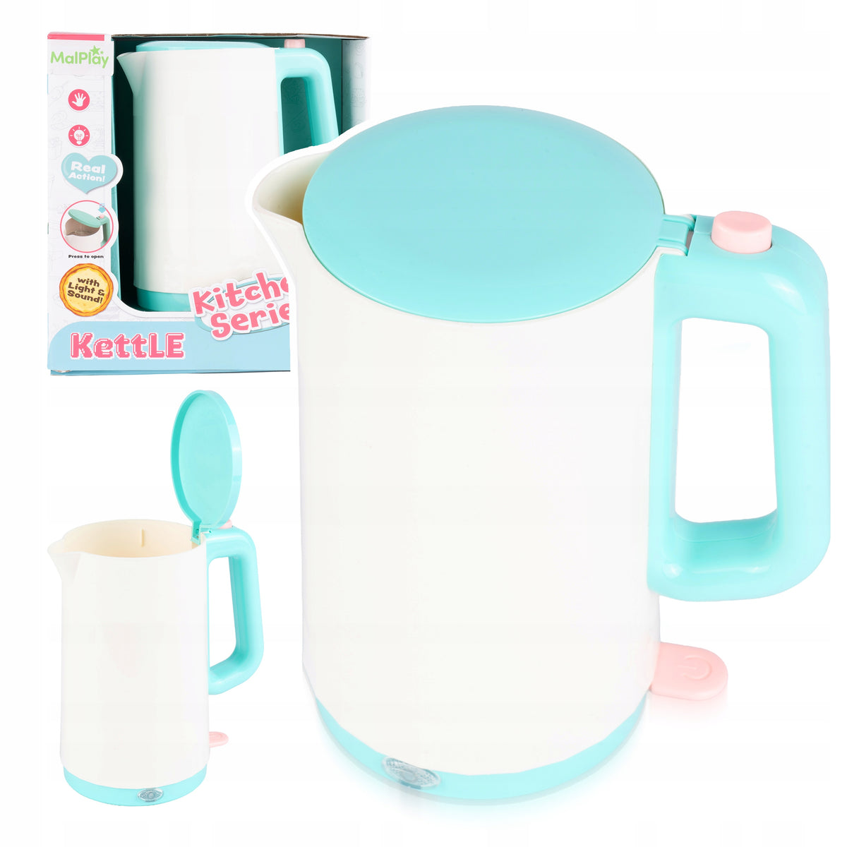 TOY KETTLE FOR CHILDREN'S KITCHEN 3+ LIGHT SOUND OPENING LID