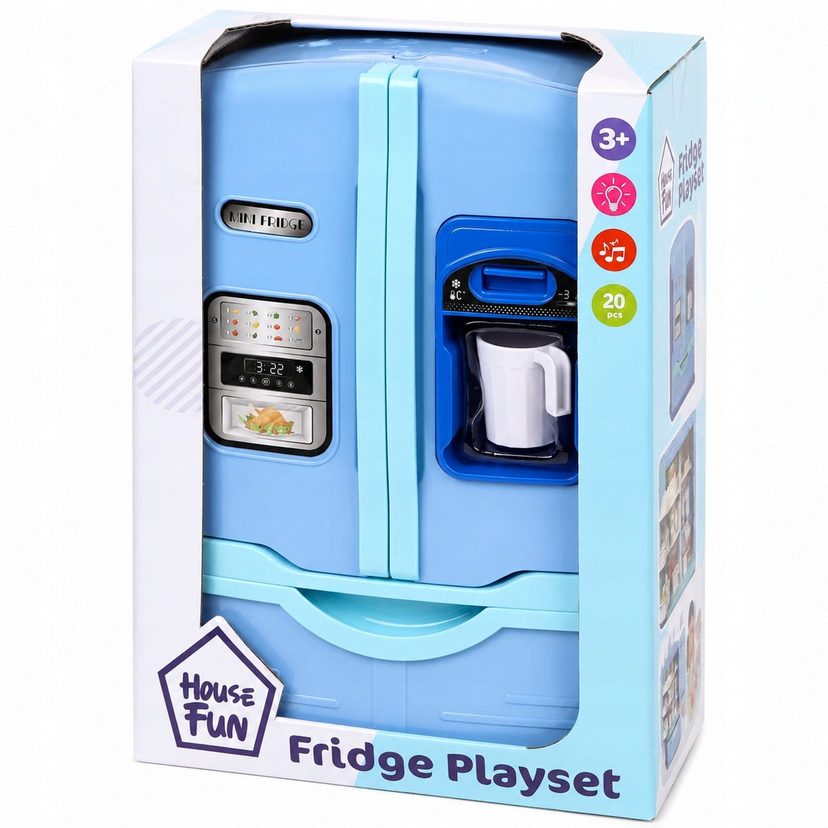 TOY REFRIGERATOR WITH SOUND LIGHT ICE FEEDER 20 ELEMENTS