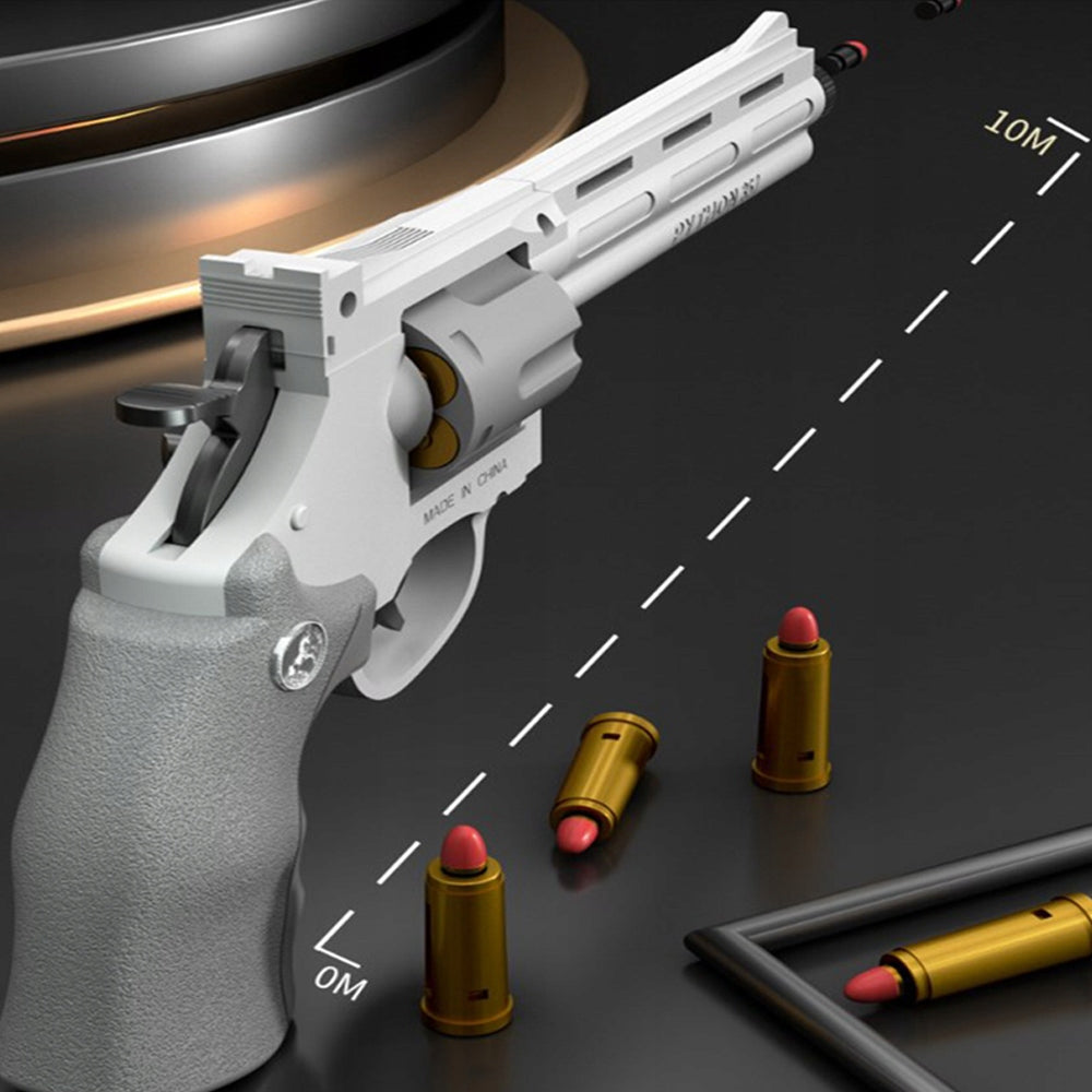 TOY REVOLVER GUN FOR SOFT BULLET CARTRIDGES SILVER FOR CHILDREN Manufacturer code rewolwer zabawkowy