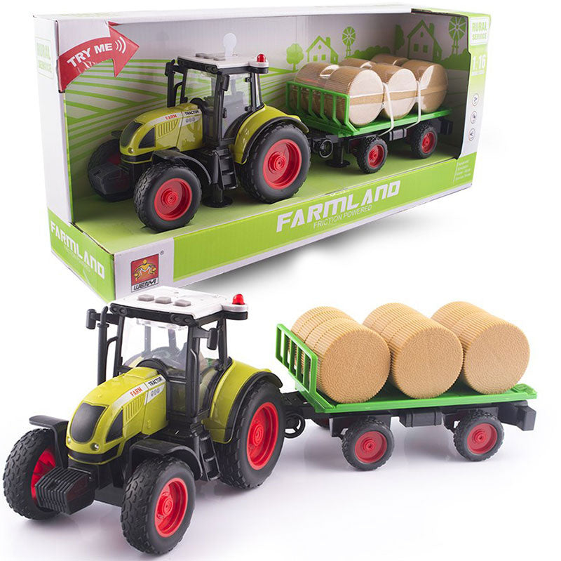 TOY TRACTOR WITH TRAILER INTERACTIVE TRACTOR WITH TRAILER BALES HAY