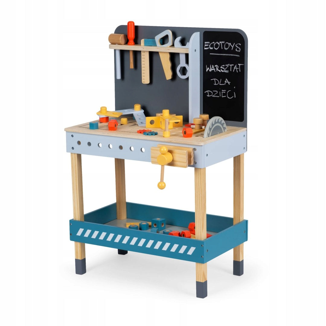 TOY WOODEN WORKSHOP WITH TOOLS - 47 EL. ECOTOYS Brand Ecotoys