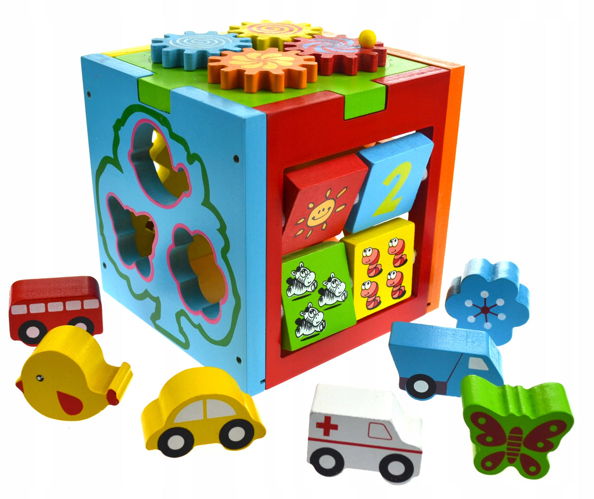 TOYS BLOCKS WOODEN EDUCATIONAL SORTER LARGE FOR CHILDREN CUBE Brand Drobiazgarnia
