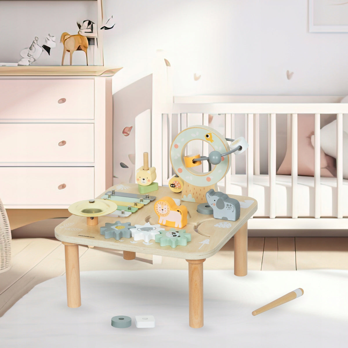 TOYS FOR ONE-YEAR-OLD CHILD WOODEN EDUCATIONAL TABLE CYMBALS GIFT Brand Mamabrum