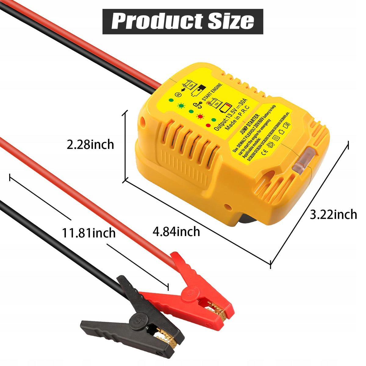 TPDL Car Start Dewalt 18V Adapter 12V 35L Motor Cable 11AWG Manufacturer code F1RRJ