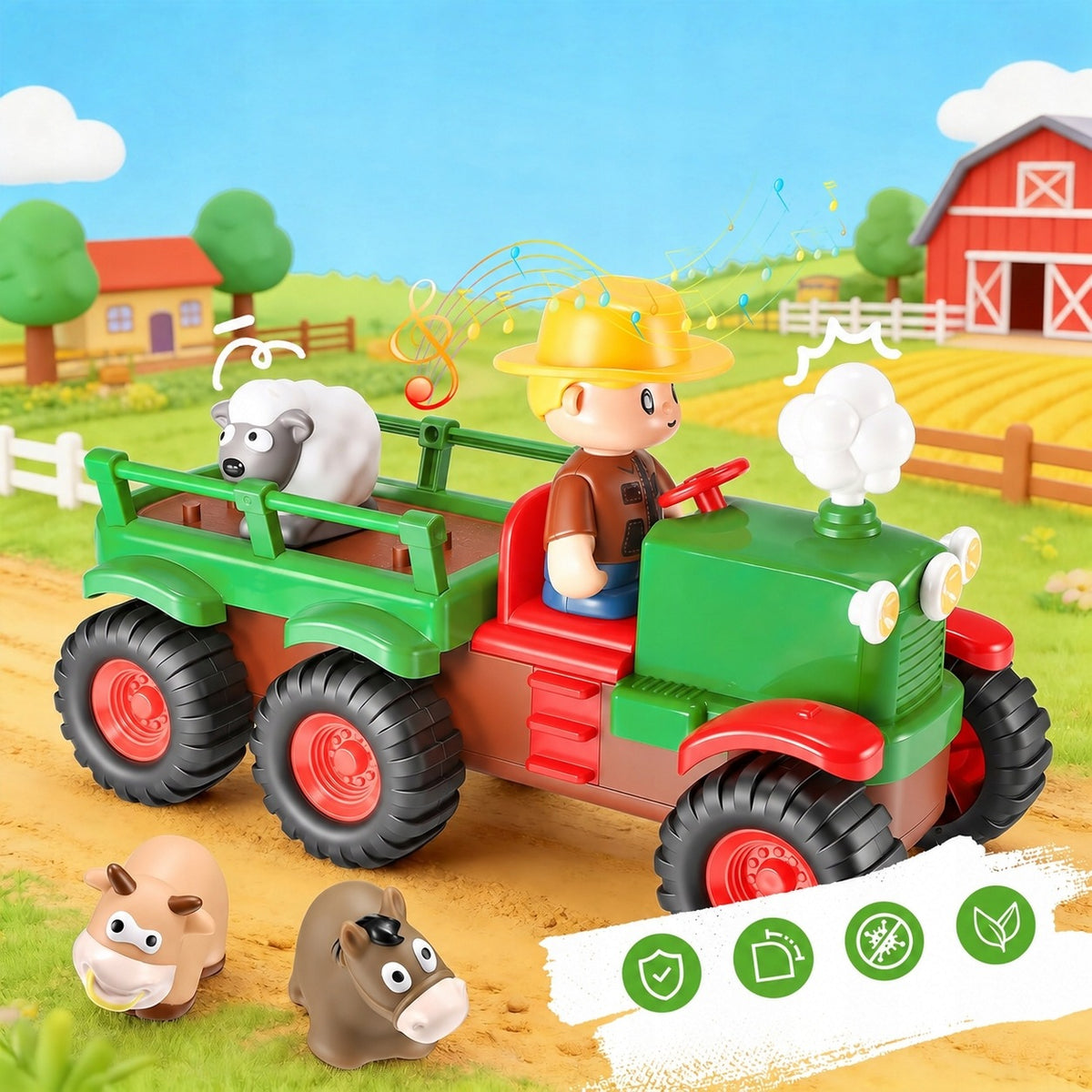 TRACTOR FARMER TRAILER ANIMALS INTERACTIVE AGRICULTURAL FUN TRACTOR Brand BOUNN