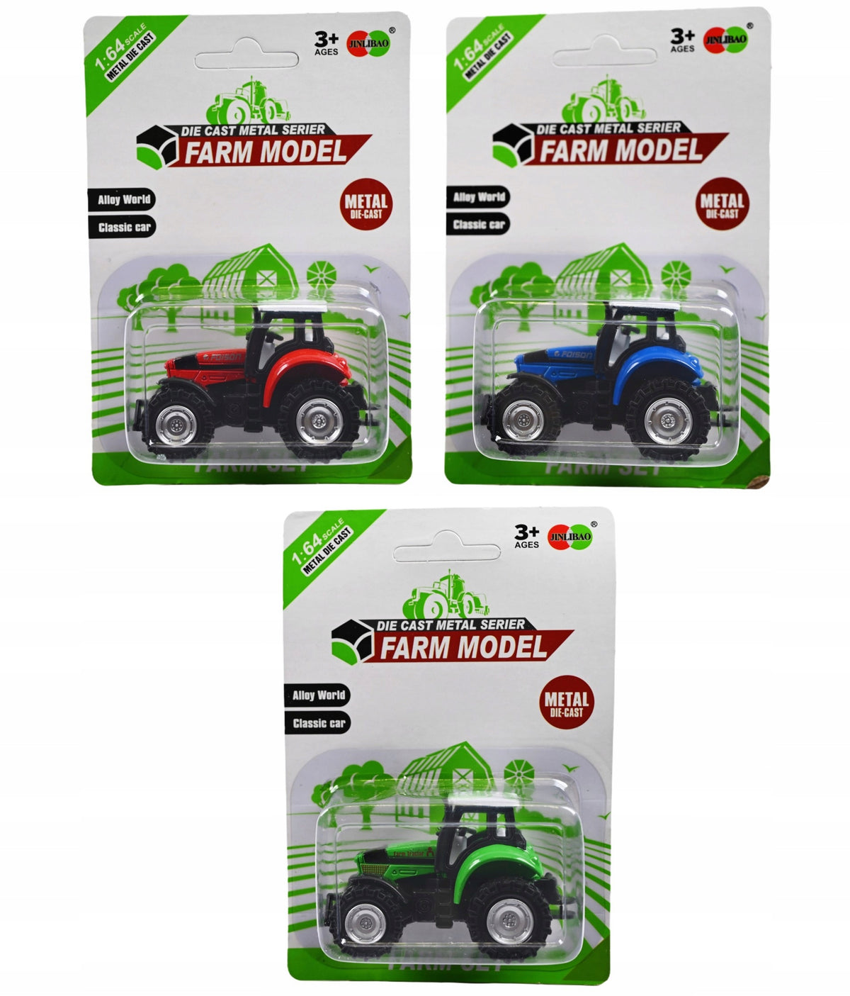 TRACTOR MINI AGRICULTURAL VEHICLE FARMER TOY SET OF 3PCS