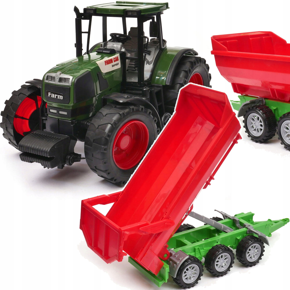 TRACTOR WITH TRAILER DUMP TRUCK TOY TRACTOR WITH DRIVE FOR CHILDREN LARGE 53CM