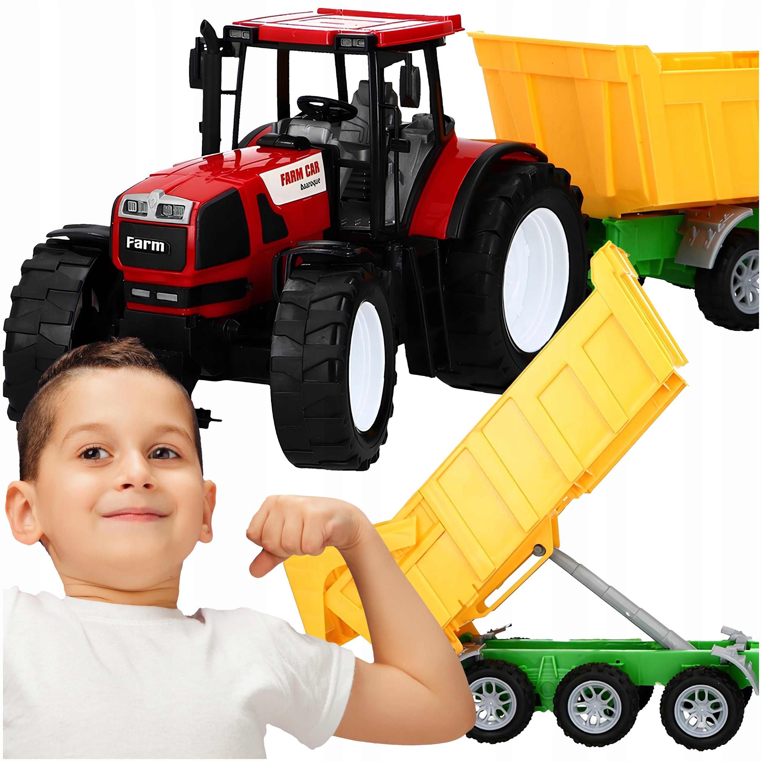 TRACTOR WITH TRAILER TIPPER TOY TRACTOR WITH DRIVE FOR CHILDREN LARGE 53CM