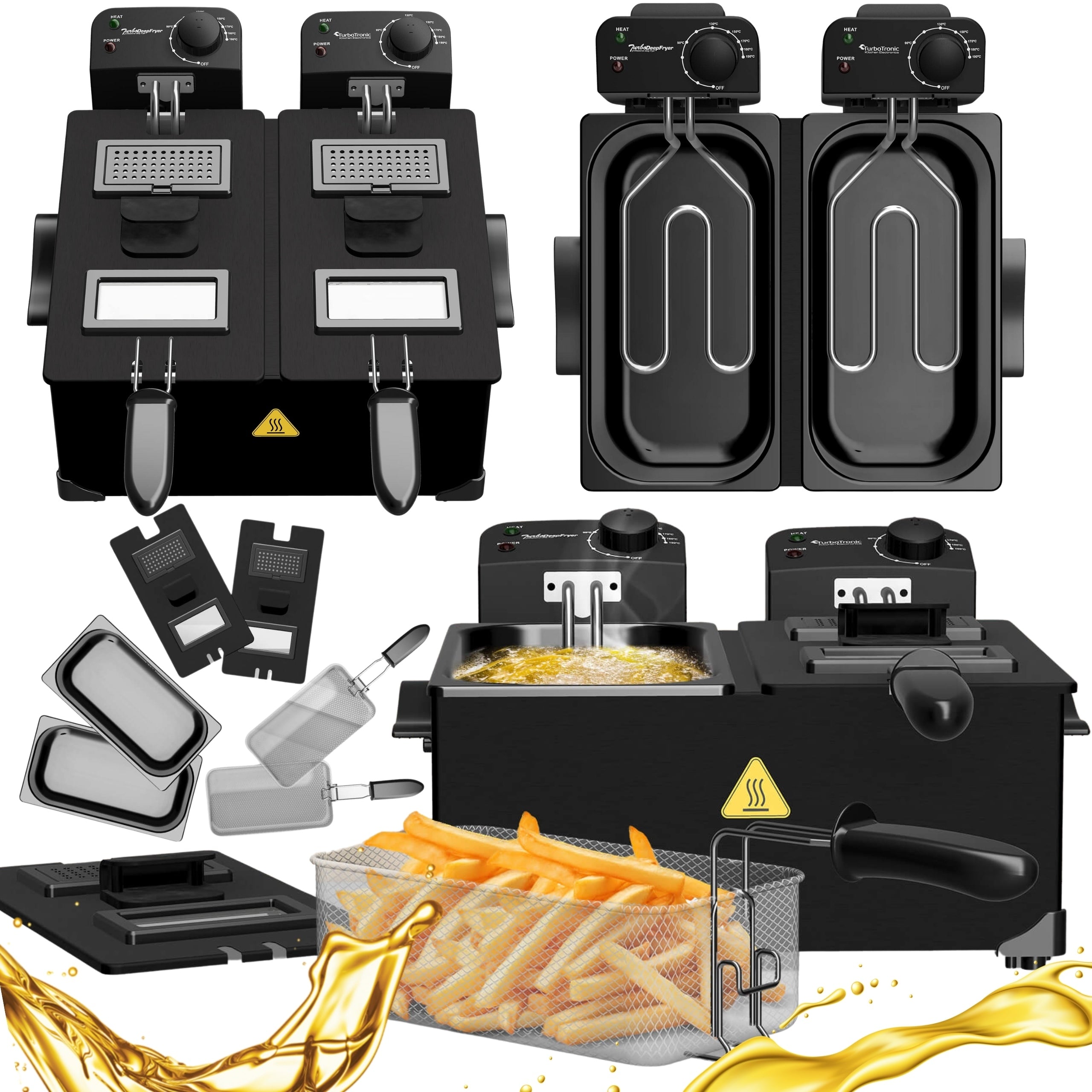 TRADITIONAL AIR FRYER DOUBLE OIL FRYER 3600W 2x3L