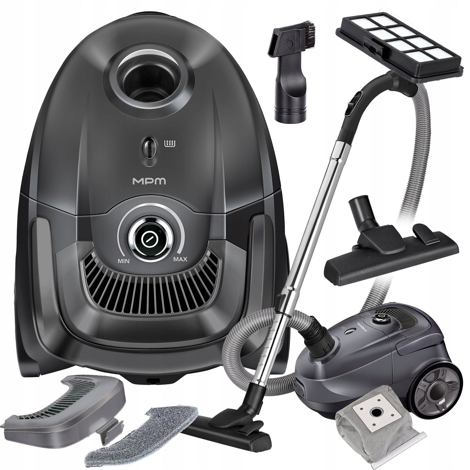 TRADITIONAL BAGGED VACUUM CLEANER MPM MOD-52 INDUSTRIAL POWERFUL 850W HEPA