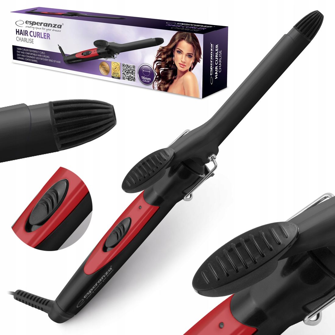 TRADITIONAL CERAMIC CURLING IRON STRONG FOR CURLING HAIR 16MM Packaging status original