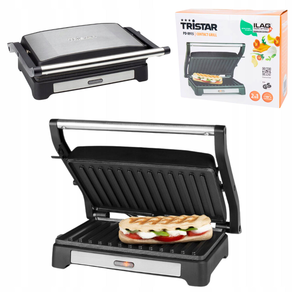 TRADITIONAL ELECTRIC GRILL 2in1 TOASTER TRISTAR BLACK 1000W