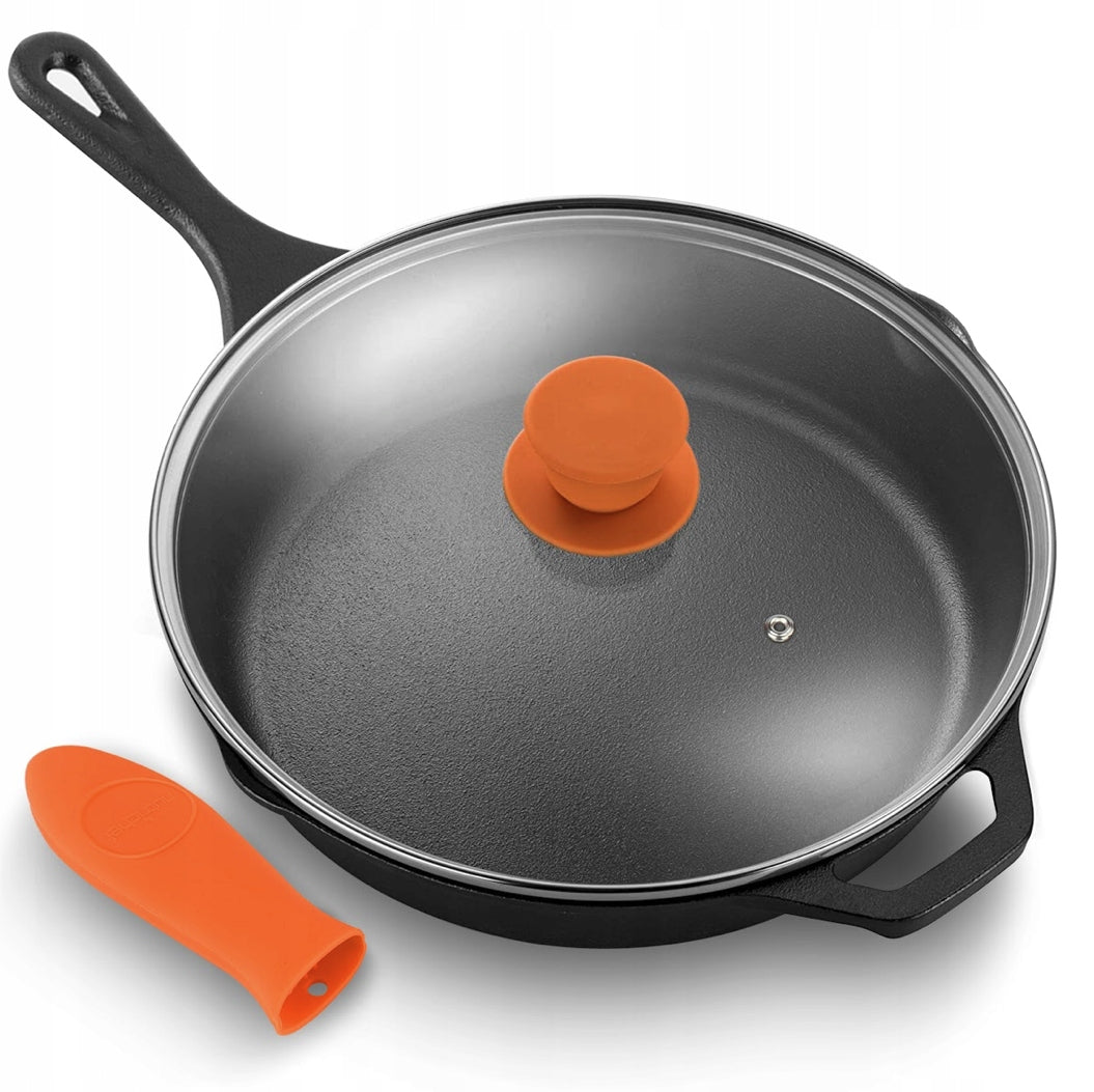 TRADITIONAL FRYING PAN NUTRICHEF CAST IRON WITH LID 30 CM