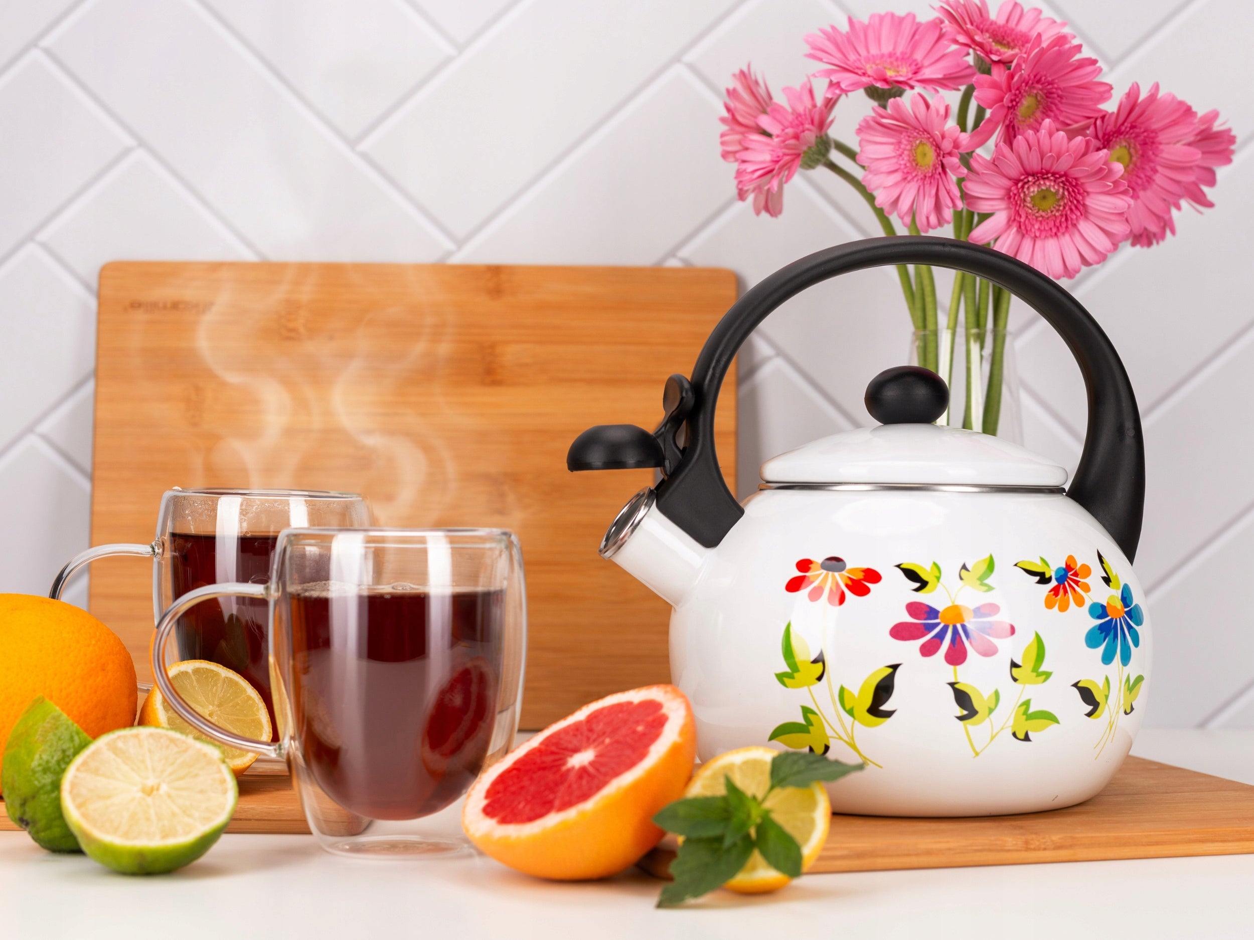 TRADITIONAL KETTLE ENAMEL GAS INDUCTION stainless steel 2,2 L KAMILLE Packaging status original