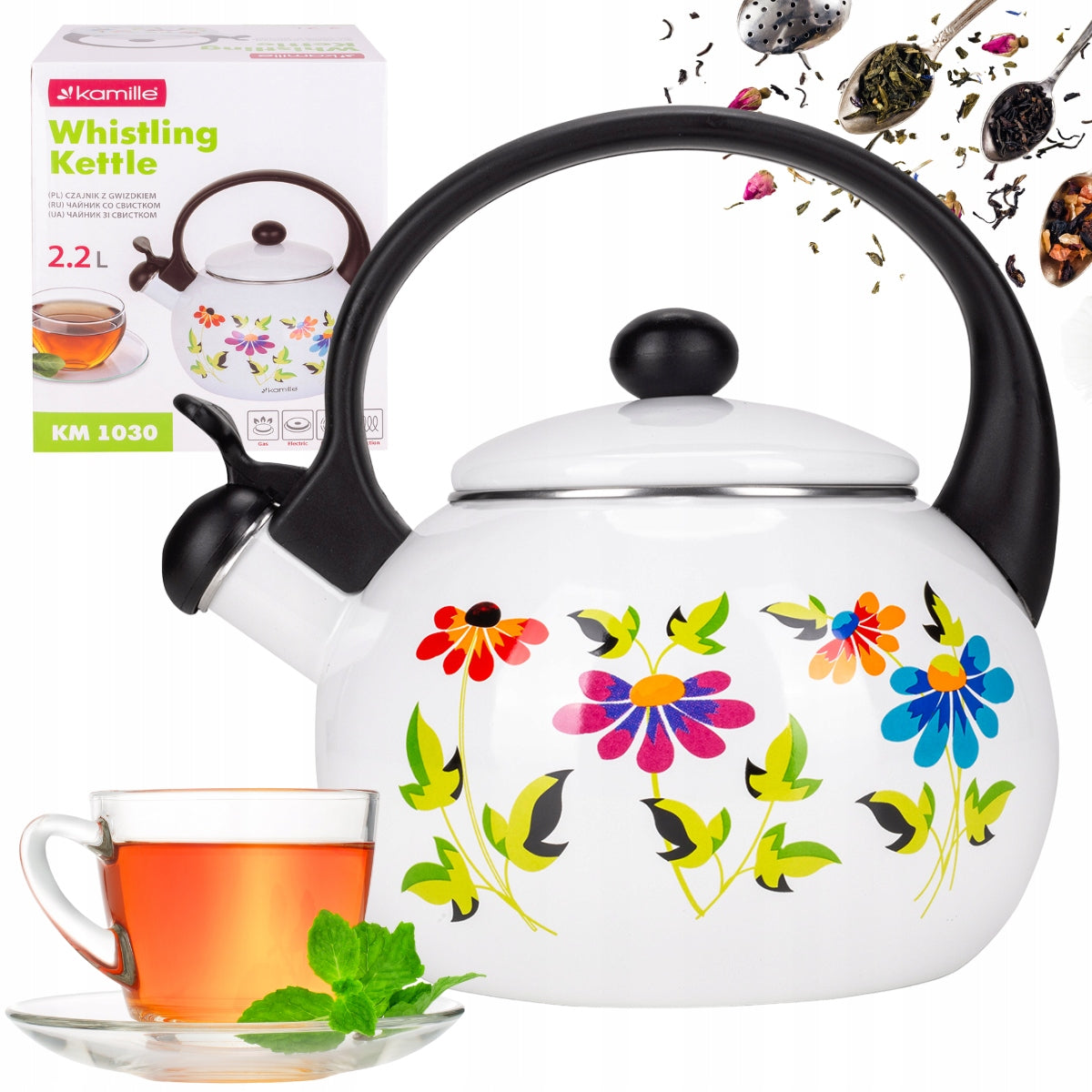 TRADITIONAL KETTLE ENAMEL GAS INDUCTION stainless steel 2,2 L KAMILLE