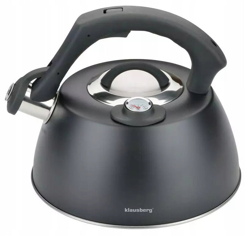 TRADITIONAL KETTLE WITH WHISTLE 3L WITH THERMOMETER BLACK INDUCTION GAS KB-7371