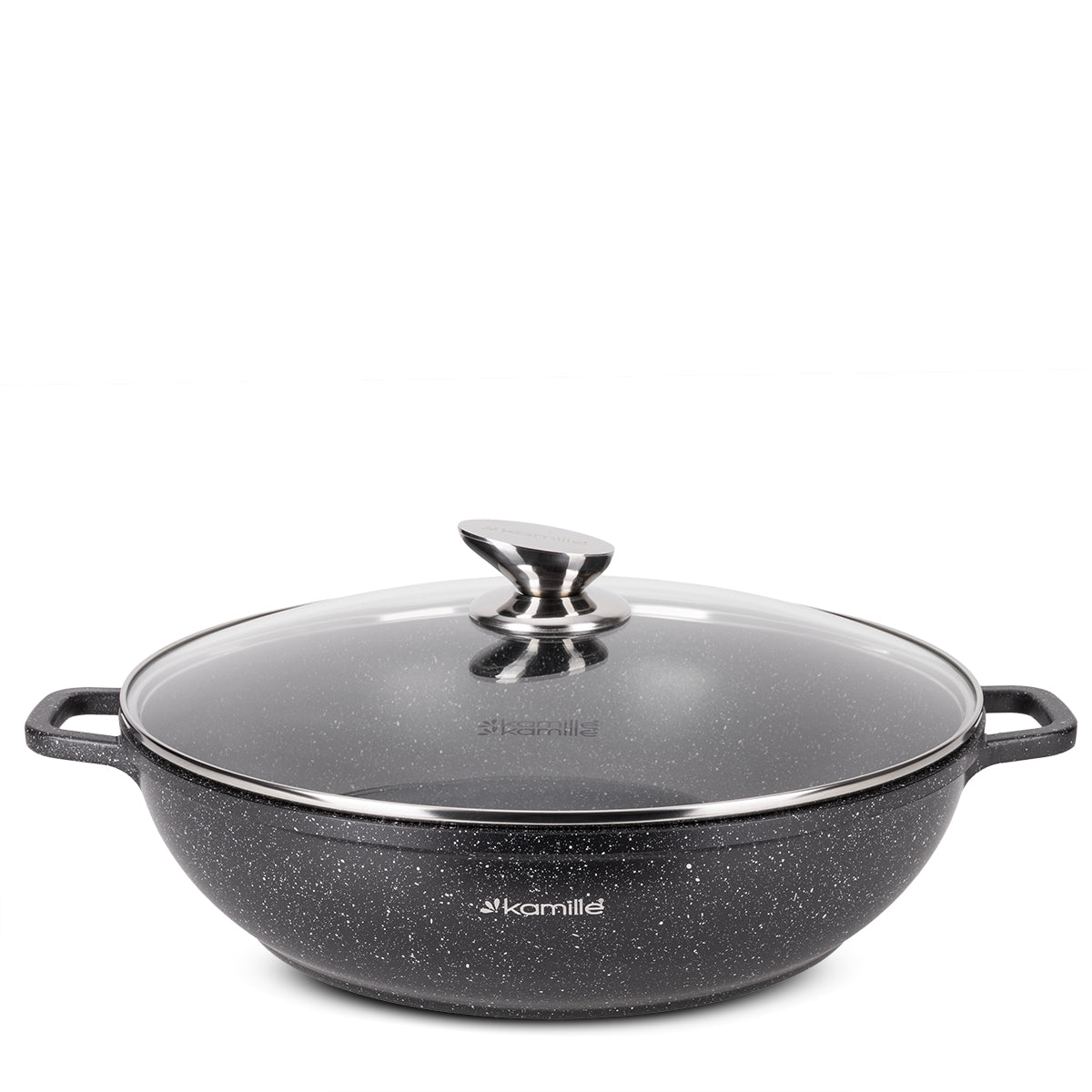 TRADITIONAL POT 5,5L BLACK MARBLE WITH LID 32cm INDUCTION GAS Manufacturer code KM4486