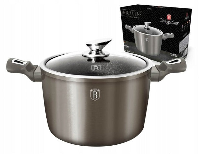 TRADITIONAL POT BERLINGER HAUS 26CM 7,3L CARBON WITH GLASS LID Packaging status original