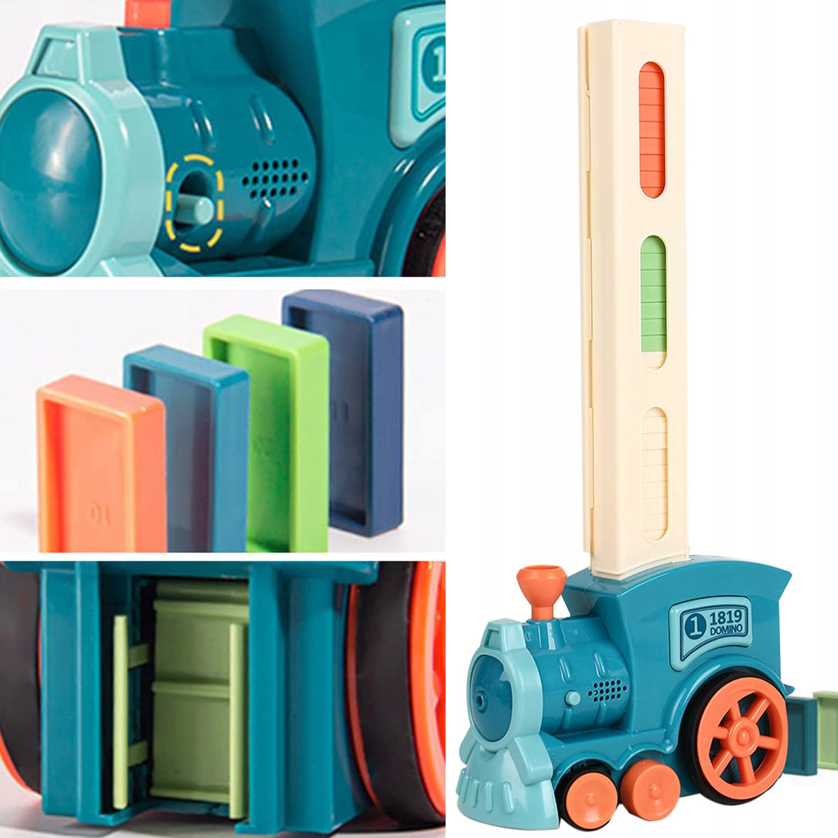 TRAIN LOCOMOTIVE LAYING BLOCKS DOMINO AUTOMATIC CLOTHES Brand Heckermann