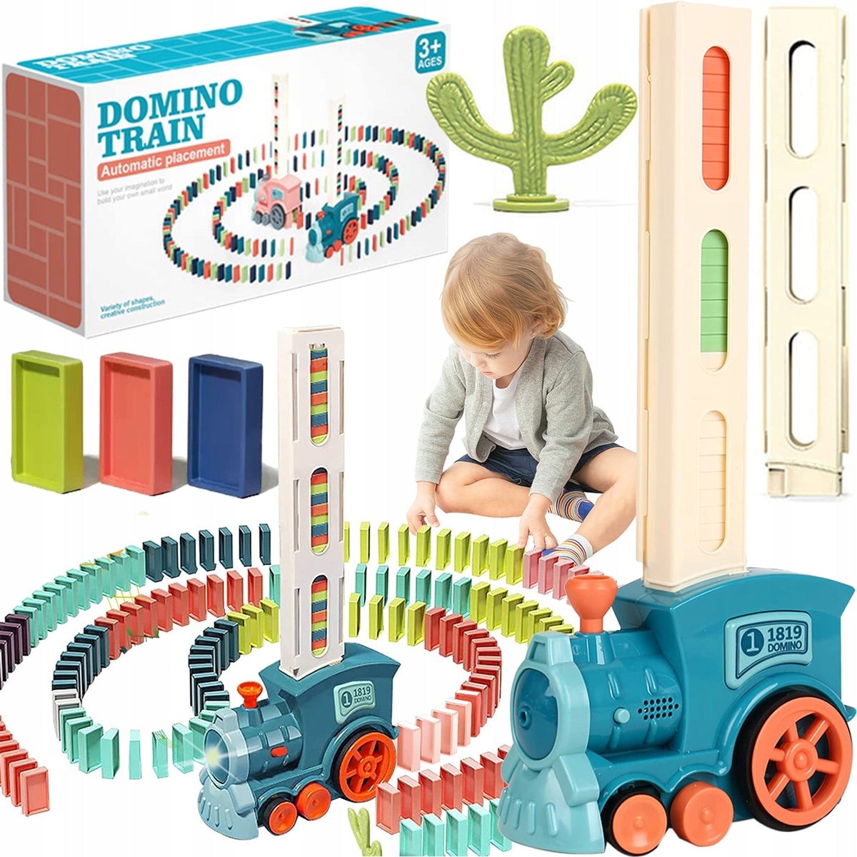 TRAIN LOCOMOTIVE LAYING BLOCKS DOMINO AUTOMATIC CLOTHES