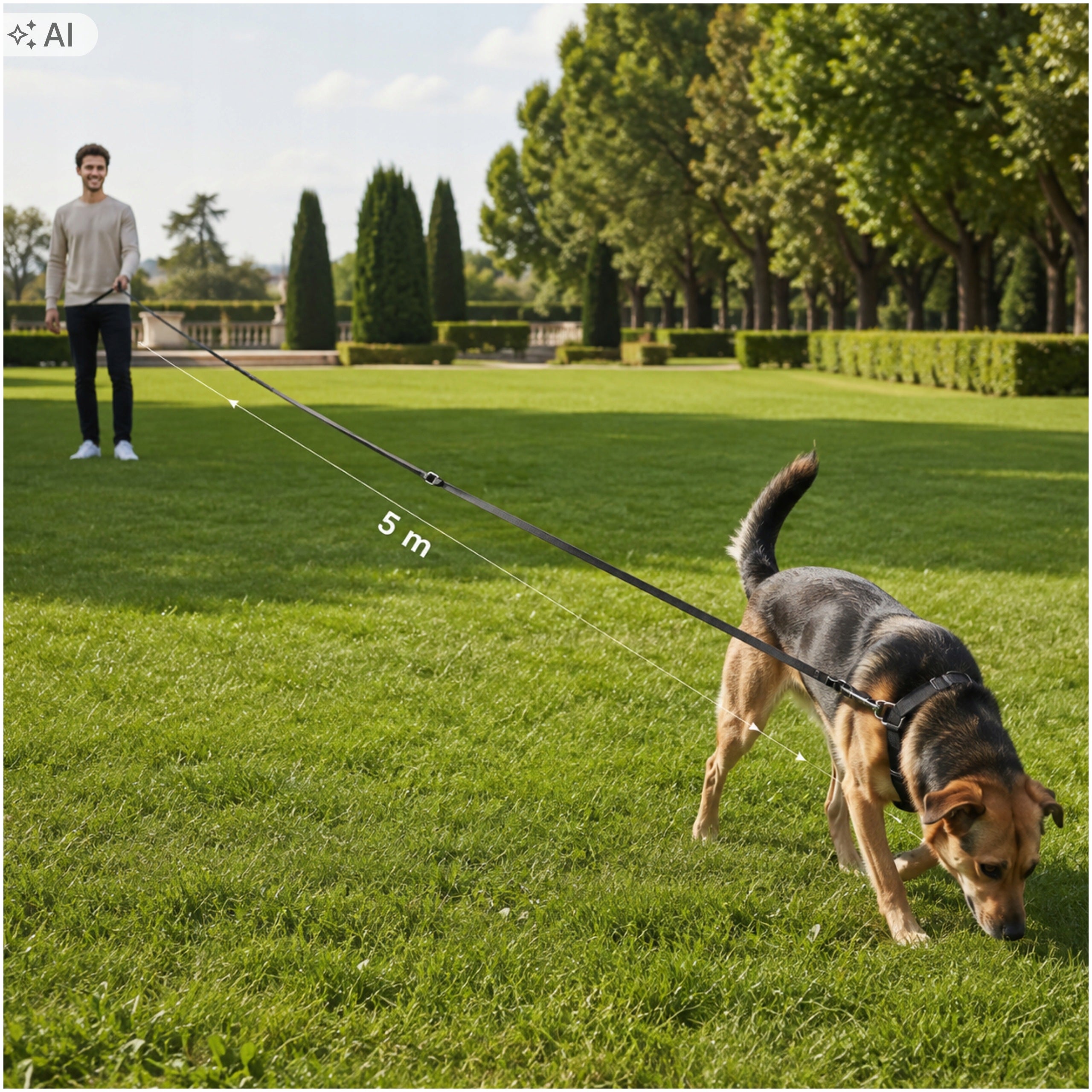TRAINING LANYARD ADJUSTABLE 25mm 5m WALKING DOUBLE FOR DOG Packaging status original